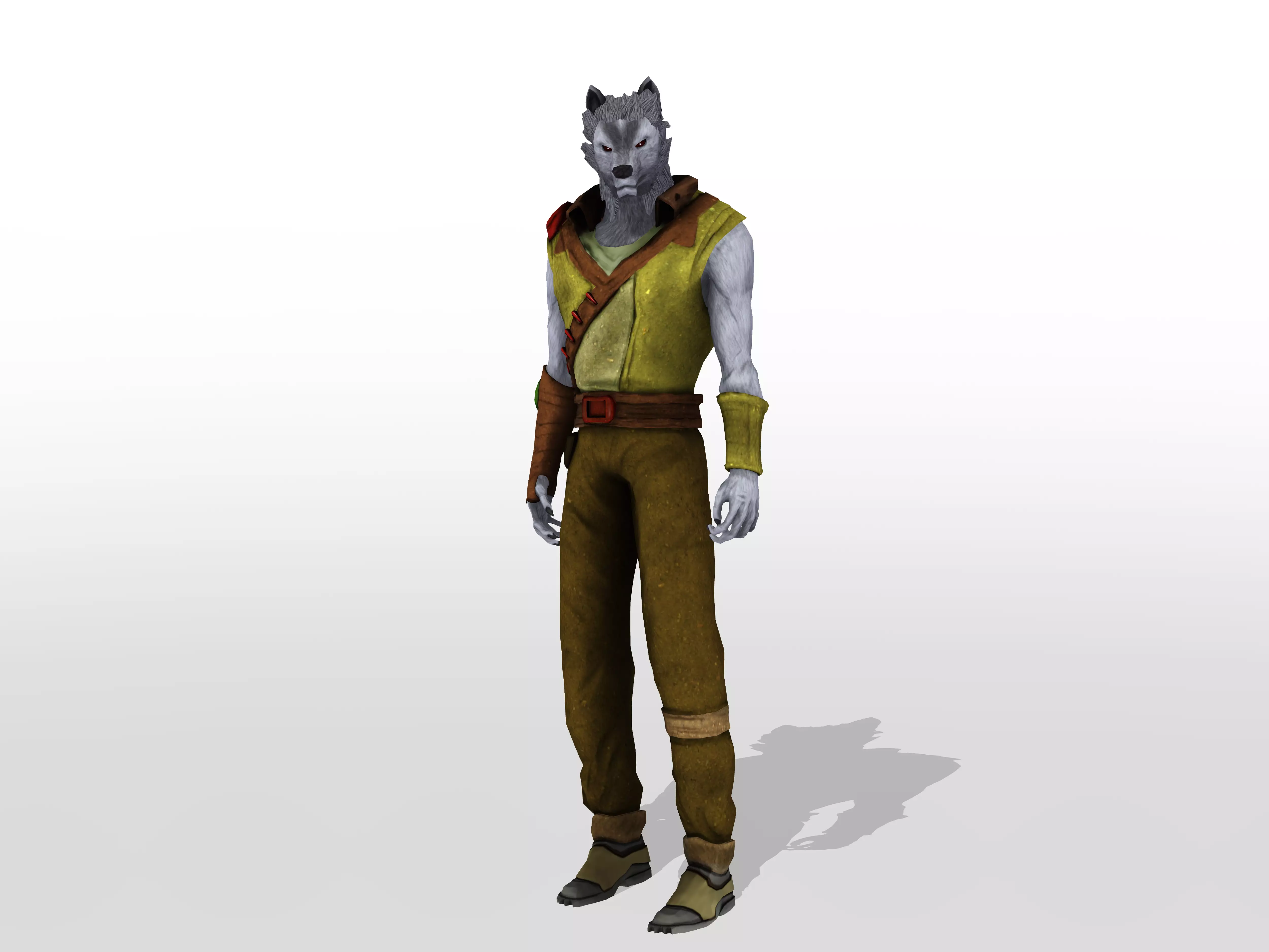 Humansize Rigged Wolf Character Low-poly 3D model_0