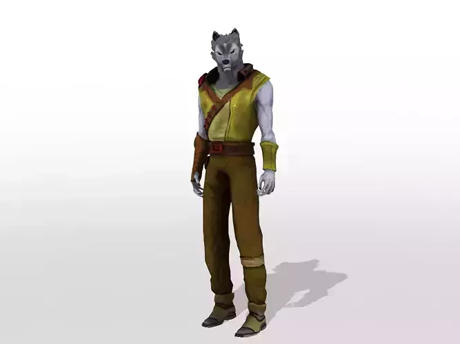 Humansize Rigged Wolf Character Low-poly 3D model
