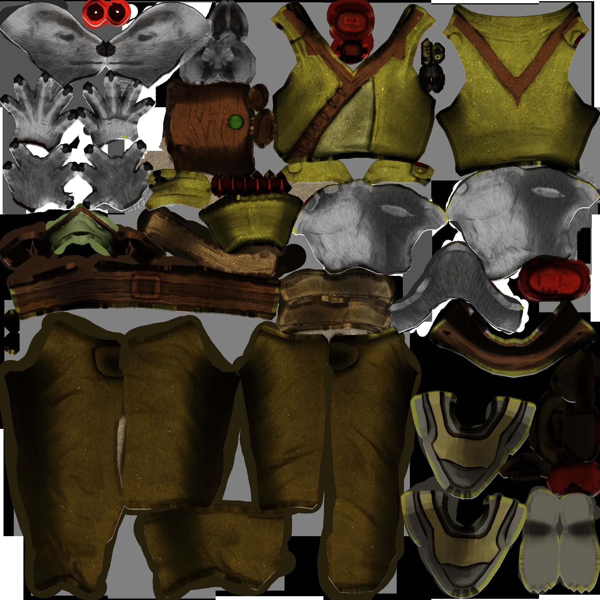 Humansize Rigged Wolf Character Low-poly 3D model_6