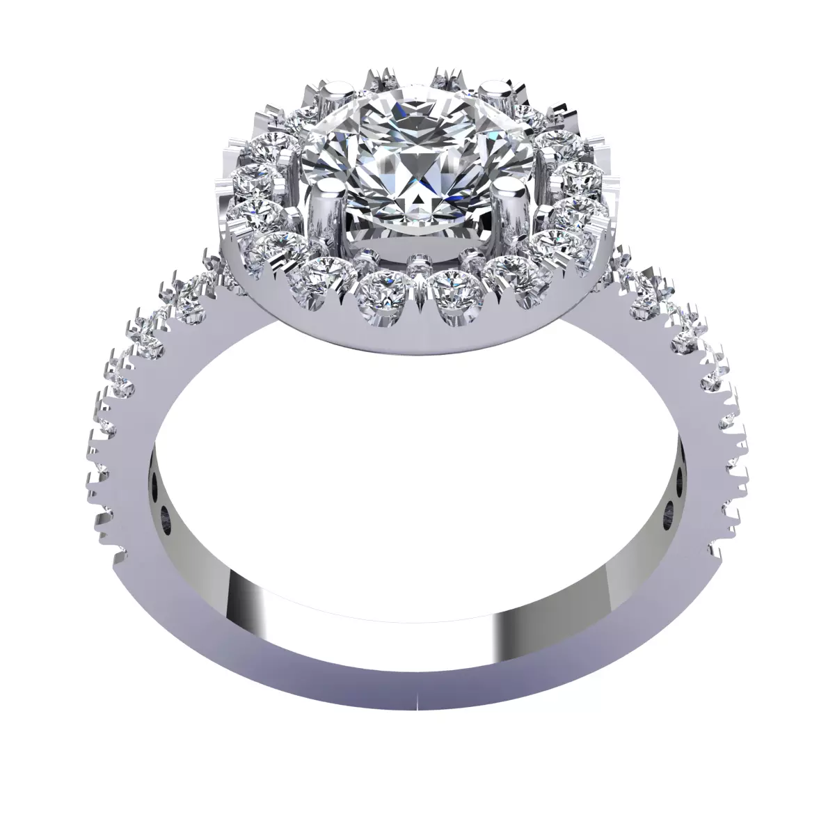 Luxury Halo Diamond Ring 3D print model_0