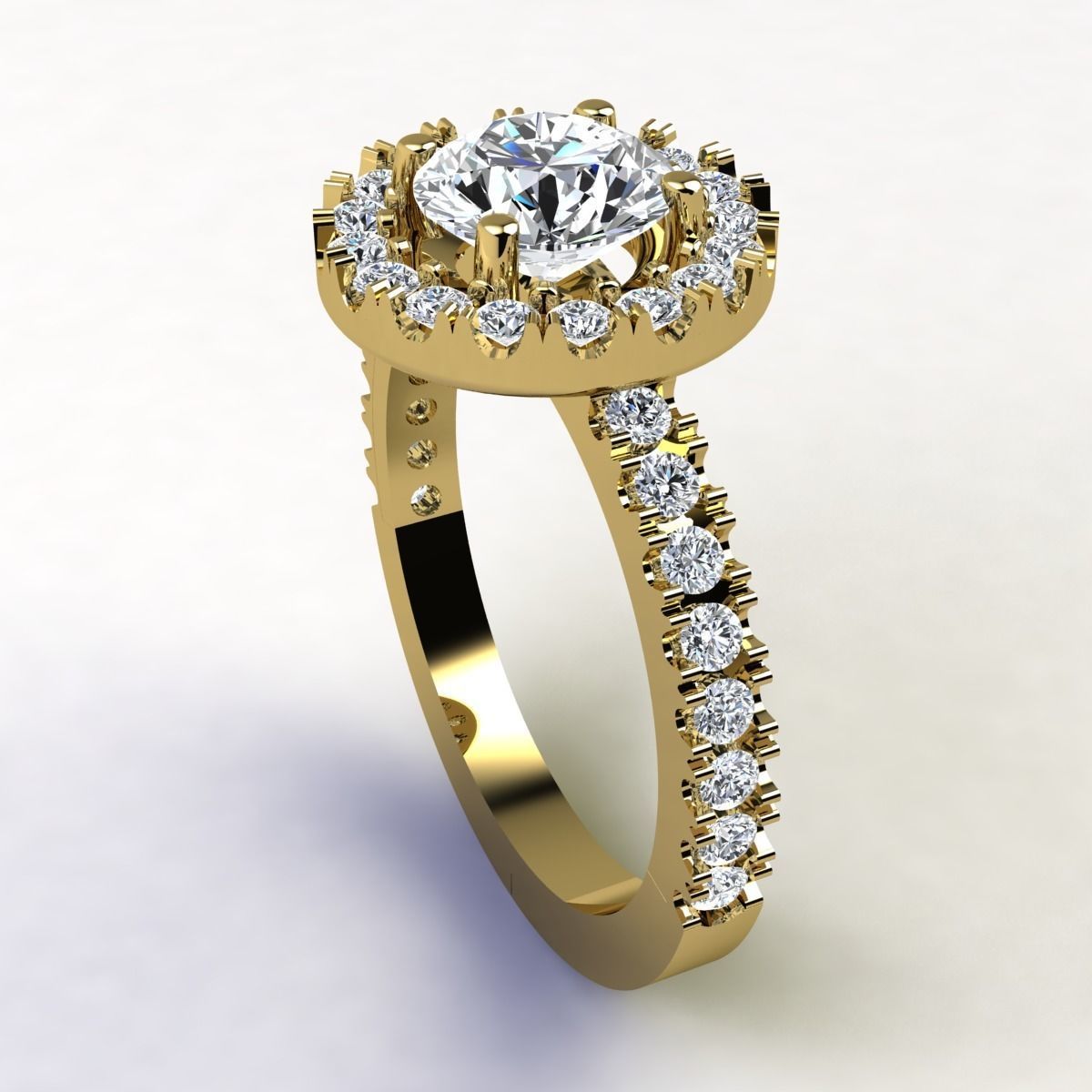 Luxury Halo Diamond Ring 3D print model_10