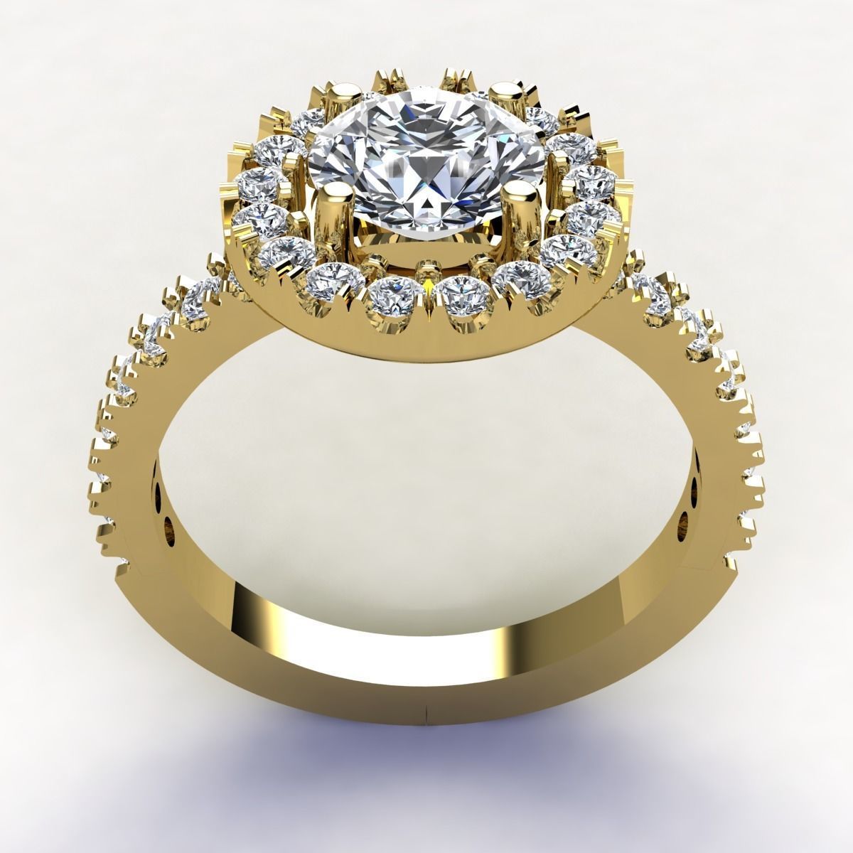 Luxury Halo Diamond Ring 3D print model_3