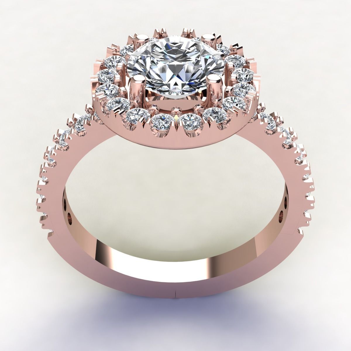 Luxury Halo Diamond Ring 3D print model_6