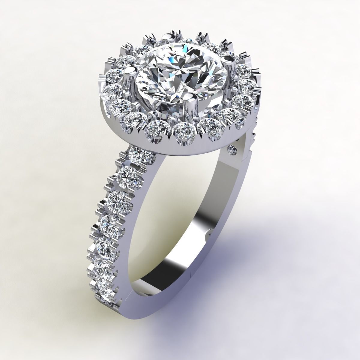 Luxury Halo Diamond Ring 3D print model_5