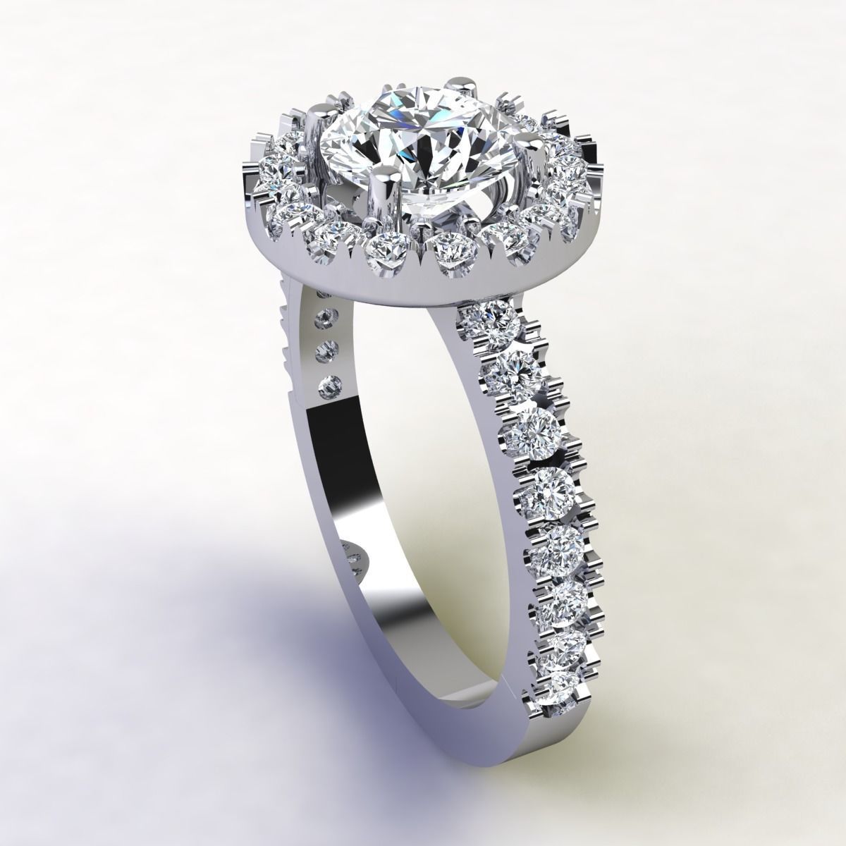 Luxury Halo Diamond Ring 3D print model_12