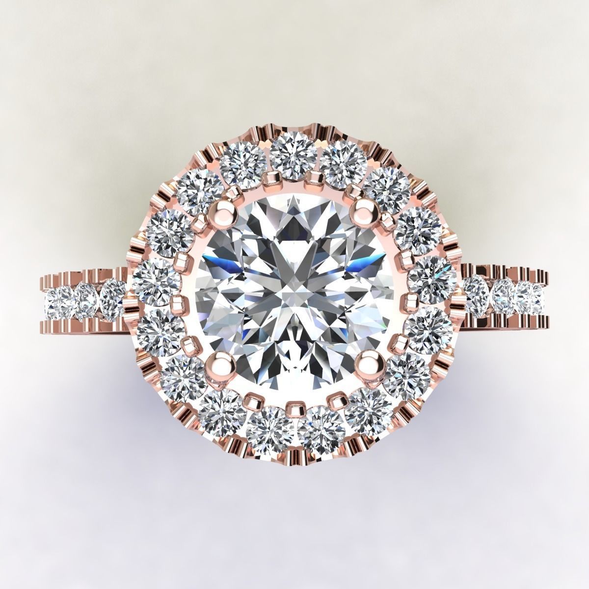 Luxury Halo Diamond Ring 3D print model_8