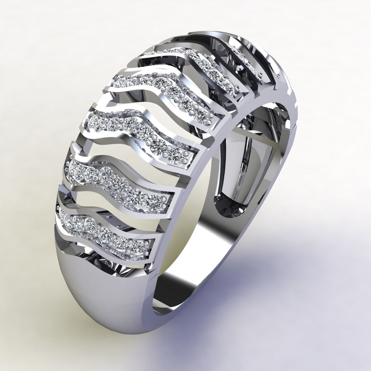 Fancy Diamond Ring 3D print model_6