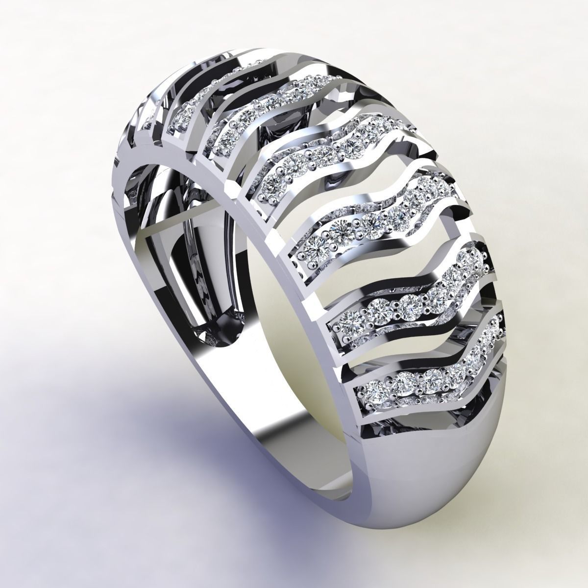Fancy Diamond Ring 3D print model_3