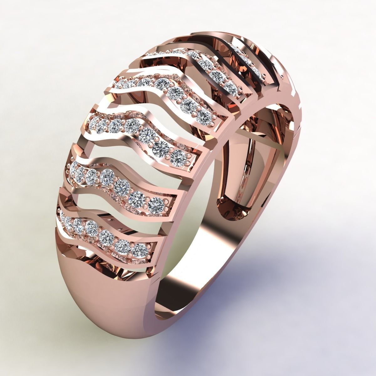 Fancy Diamond Ring 3D print model_4