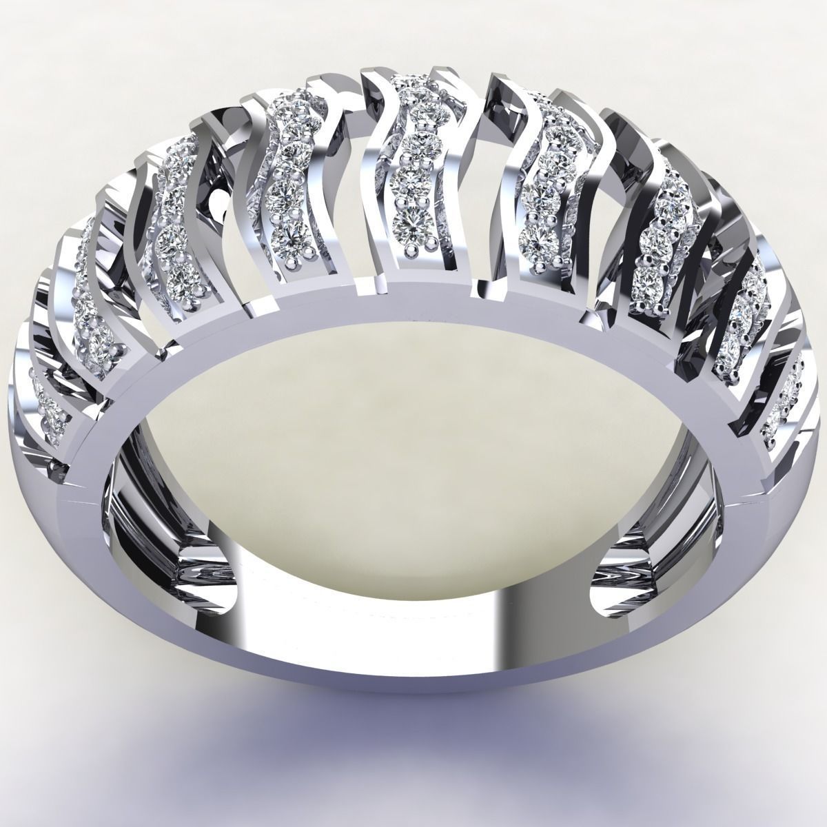 Fancy Diamond Ring 3D print model_9