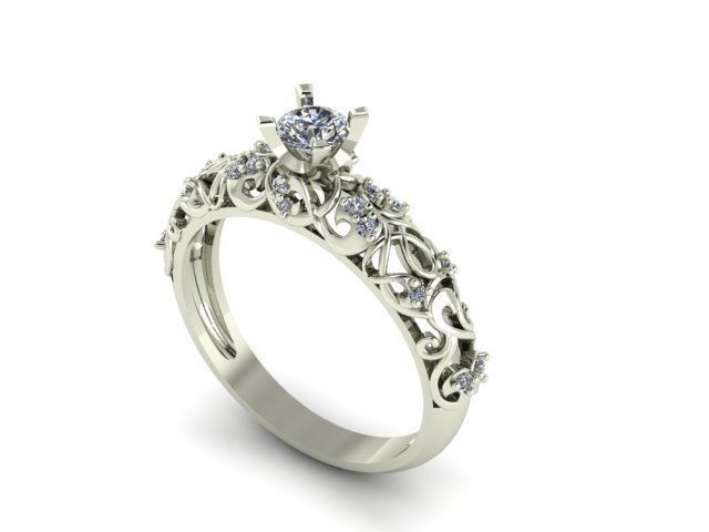 Solitaire ring 14 3D print model_1