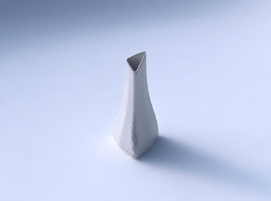 Vase grounded tilted triangle with diagonal grid pattern 3D print model_3