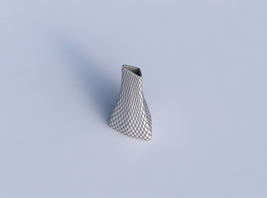 Vase grounded tilted triangle with diagonal grid pattern 3D print model_6