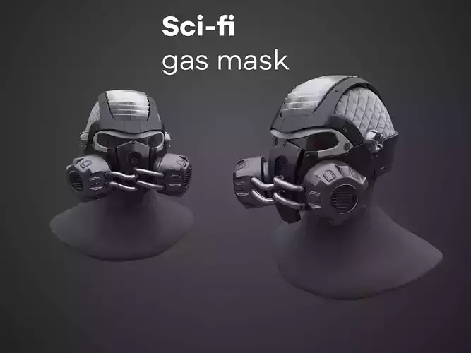 Sci-fi Gas mask - PBR - Lowpoly - Low-poly 3D model