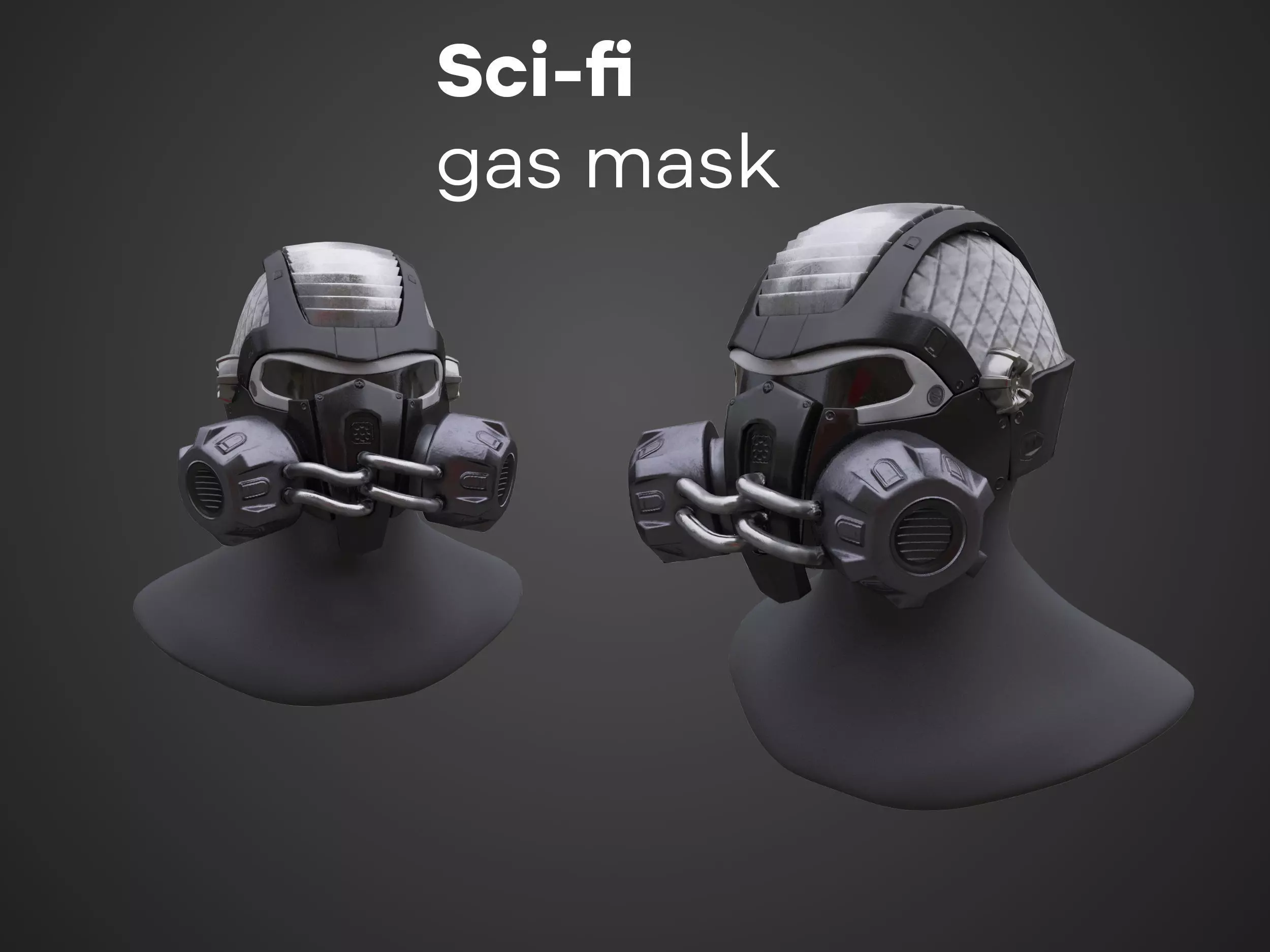 Sci-fi Gas mask - PBR - Lowpoly - Low-poly 3D model_0