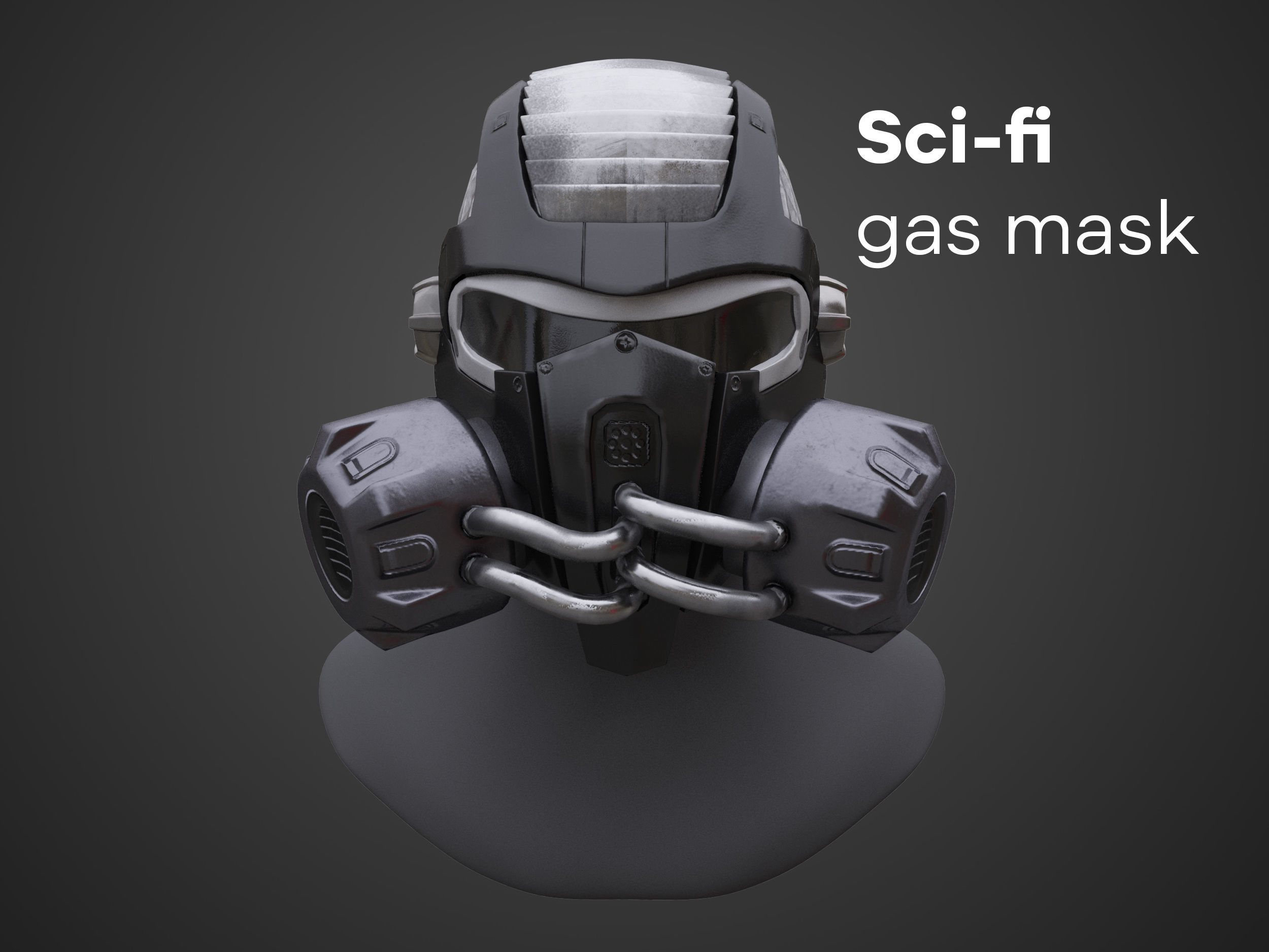 Sci-fi Gas mask - PBR - Lowpoly - Low-poly 3D model_3