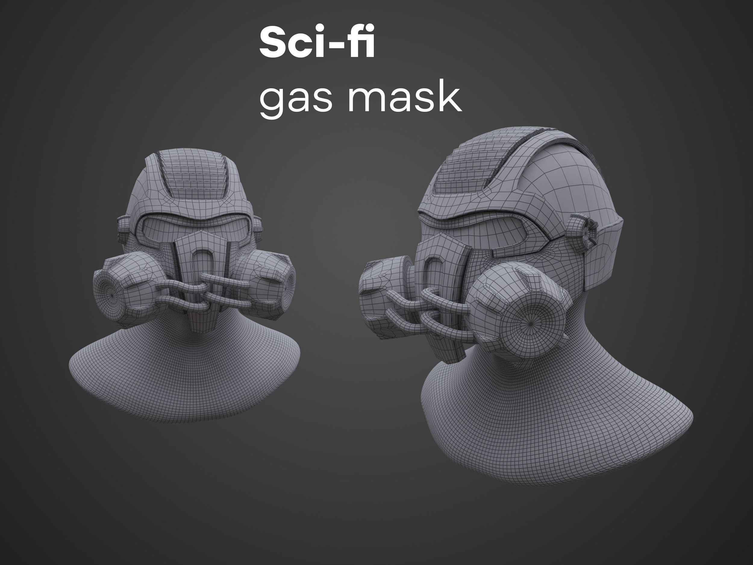 Sci-fi Gas mask - PBR - Lowpoly - Low-poly 3D model_1