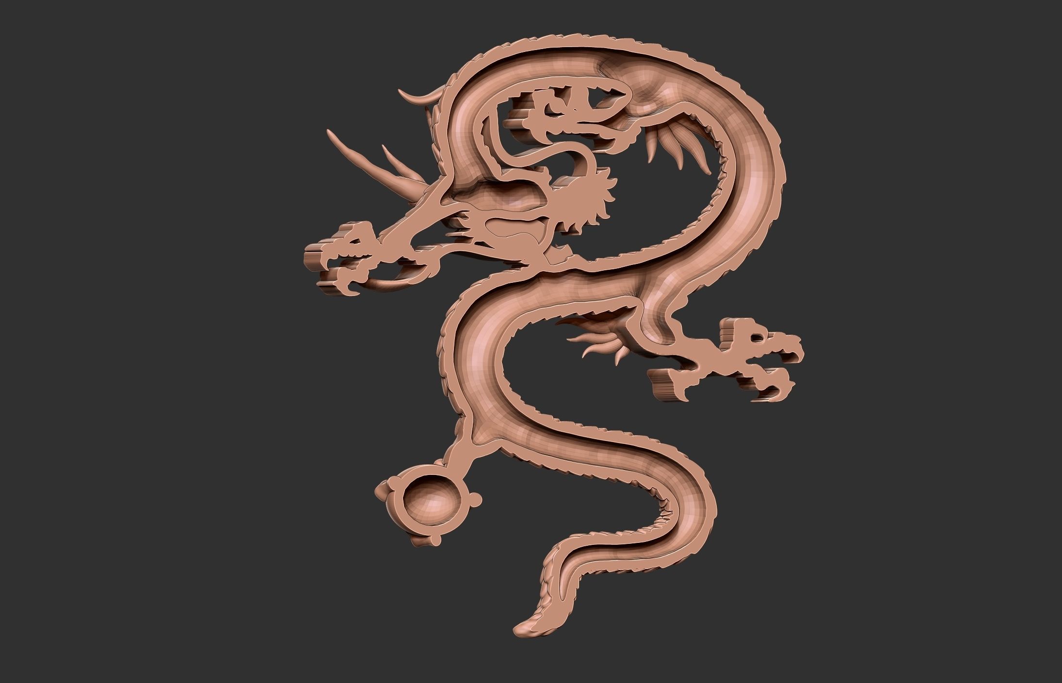 Chinese Dragon Relief 3D print model_6