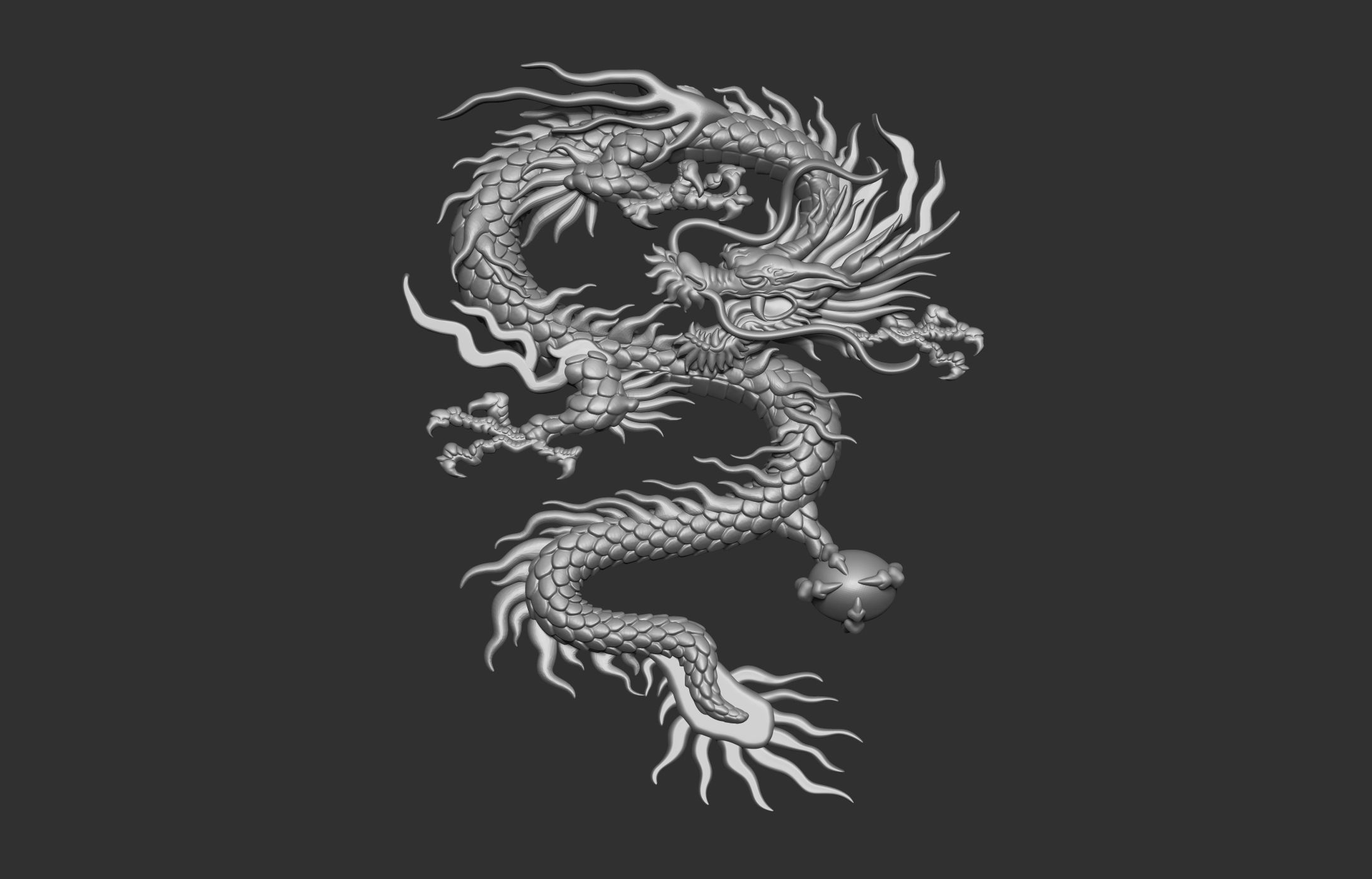Chinese Dragon Relief 3D print model_12