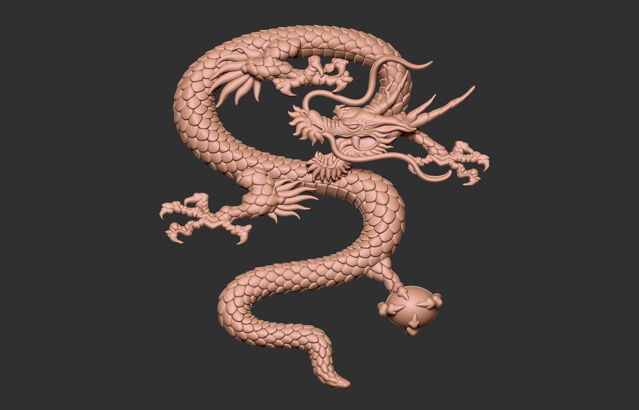 Chinese Dragon Relief 3D print model_2