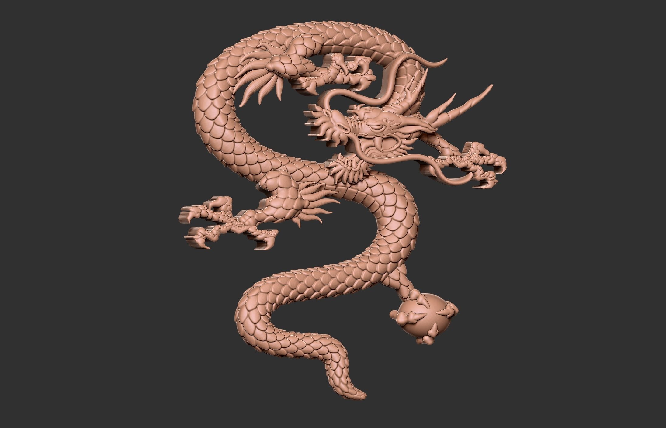 Chinese Dragon Relief 3D print model_4
