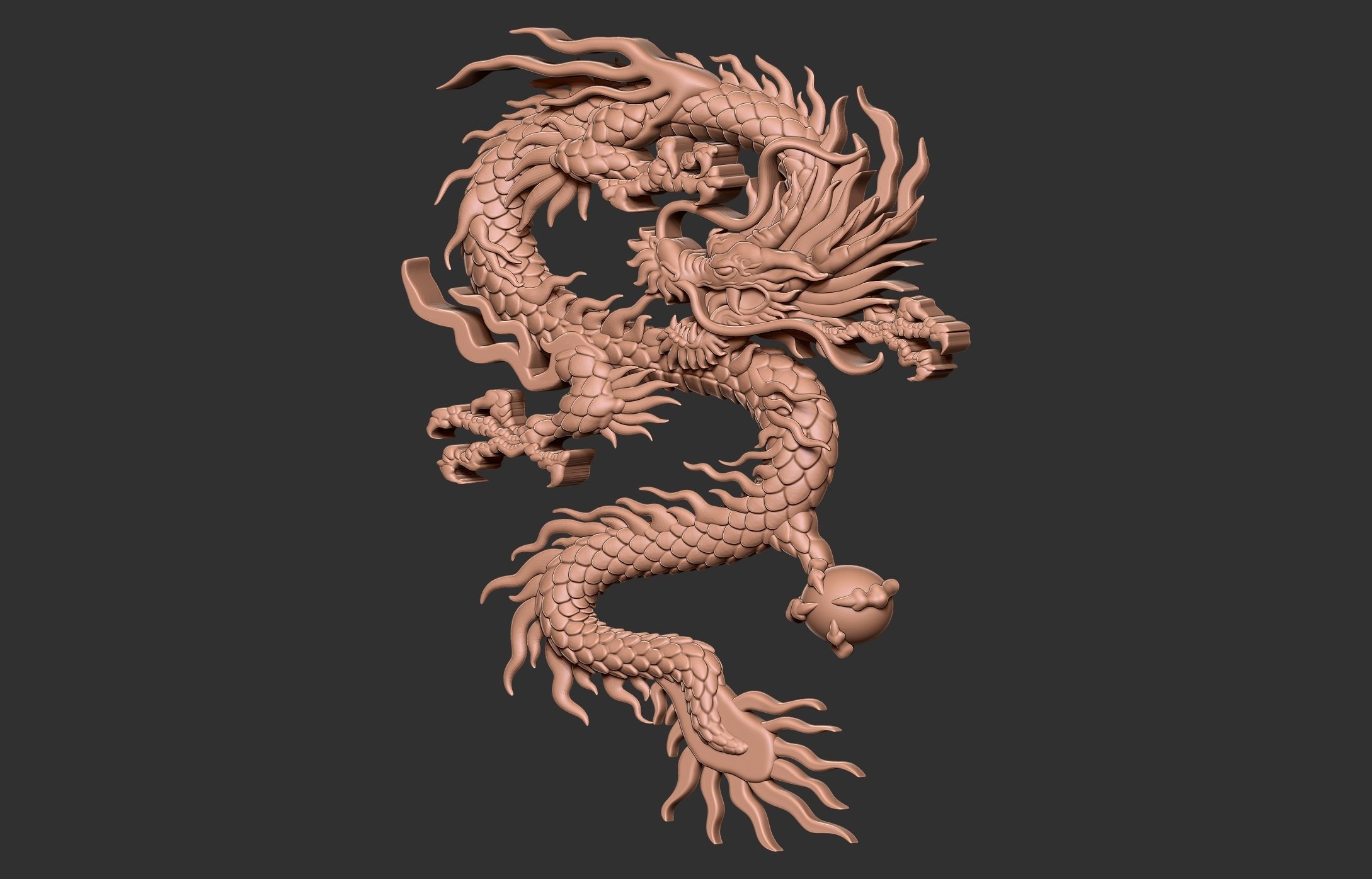 Chinese Dragon Relief 3D print model_8
