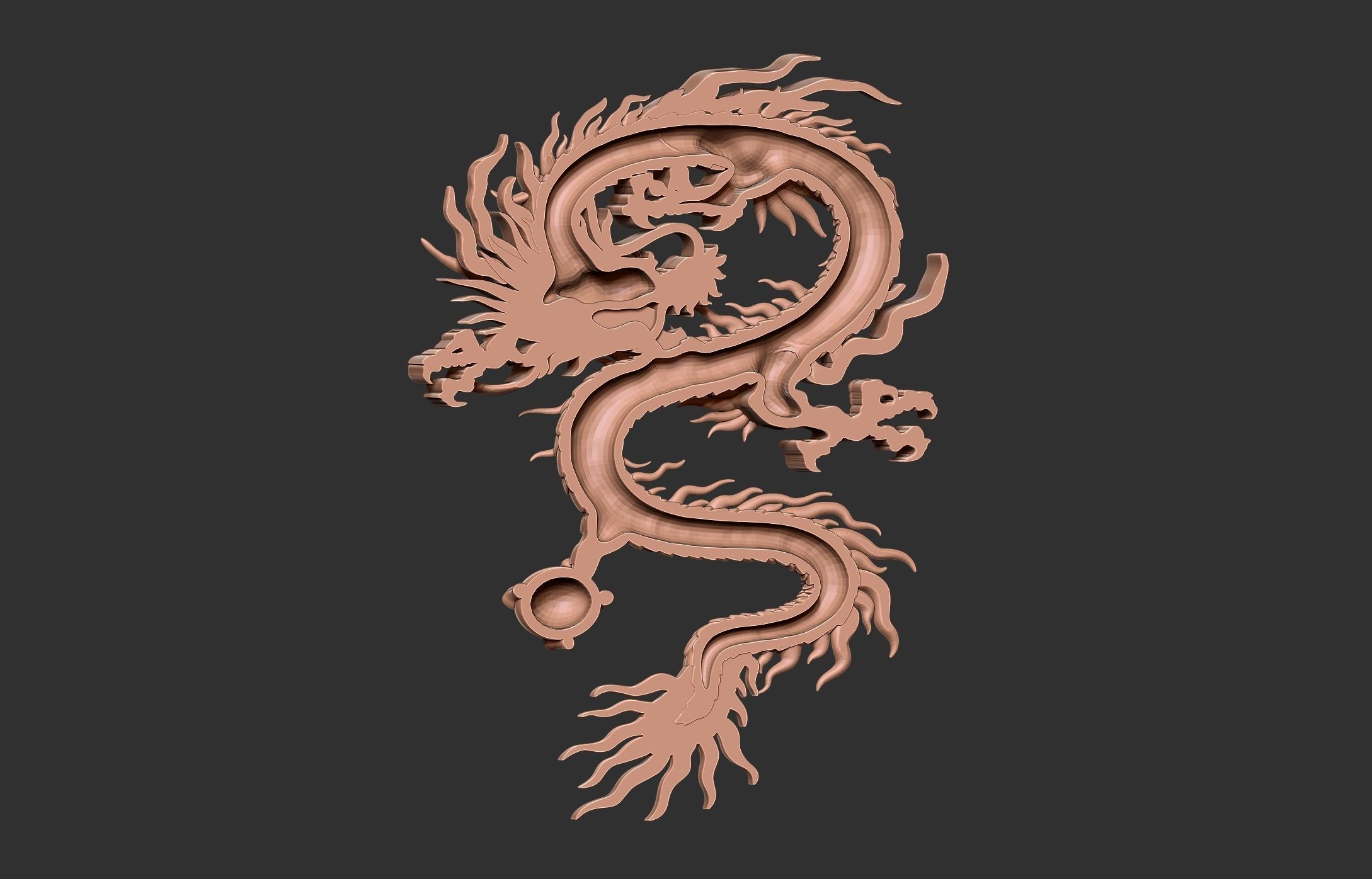 Chinese Dragon Relief 3D print model_9