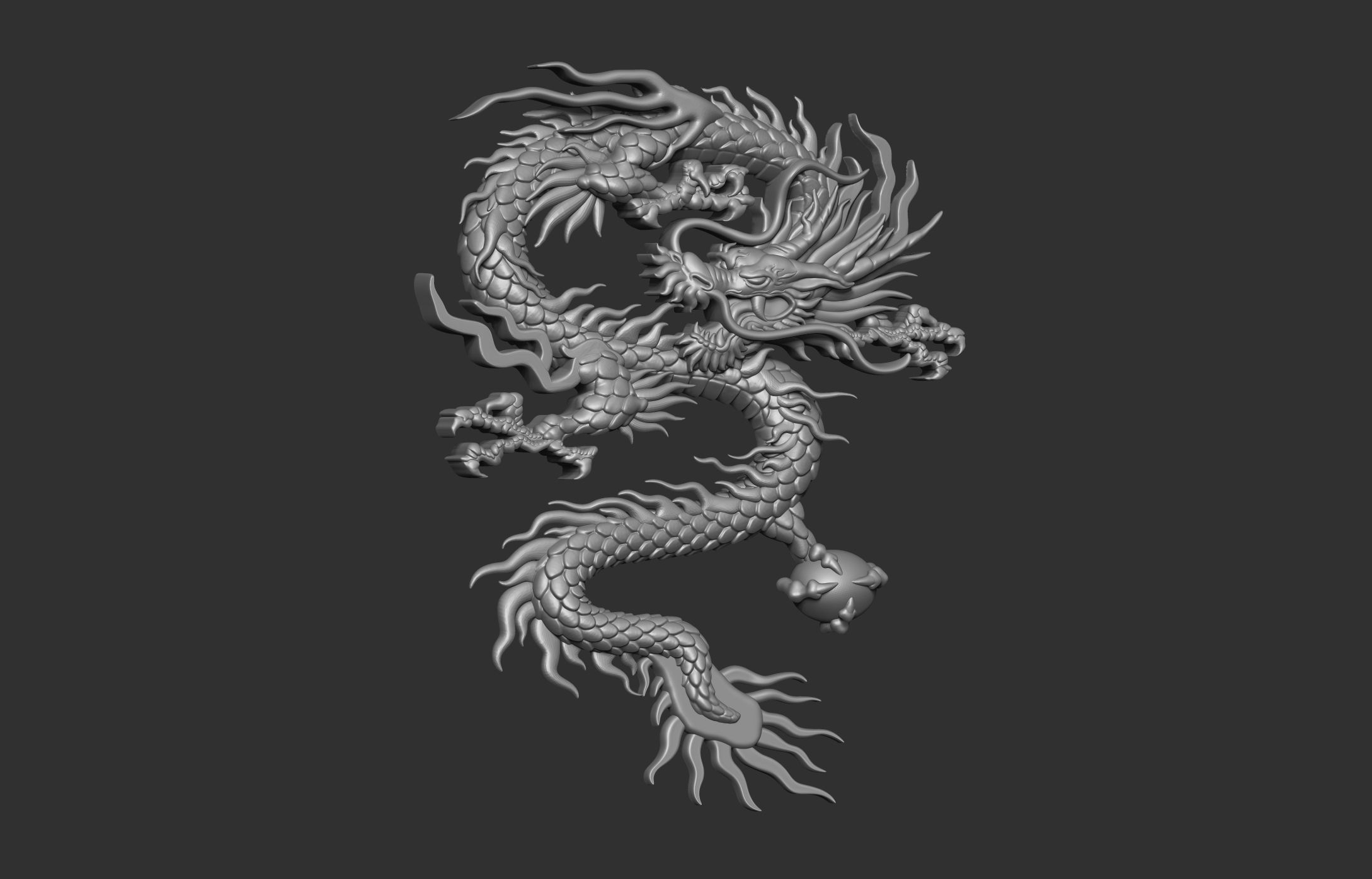 Chinese Dragon Relief 3D print model_13