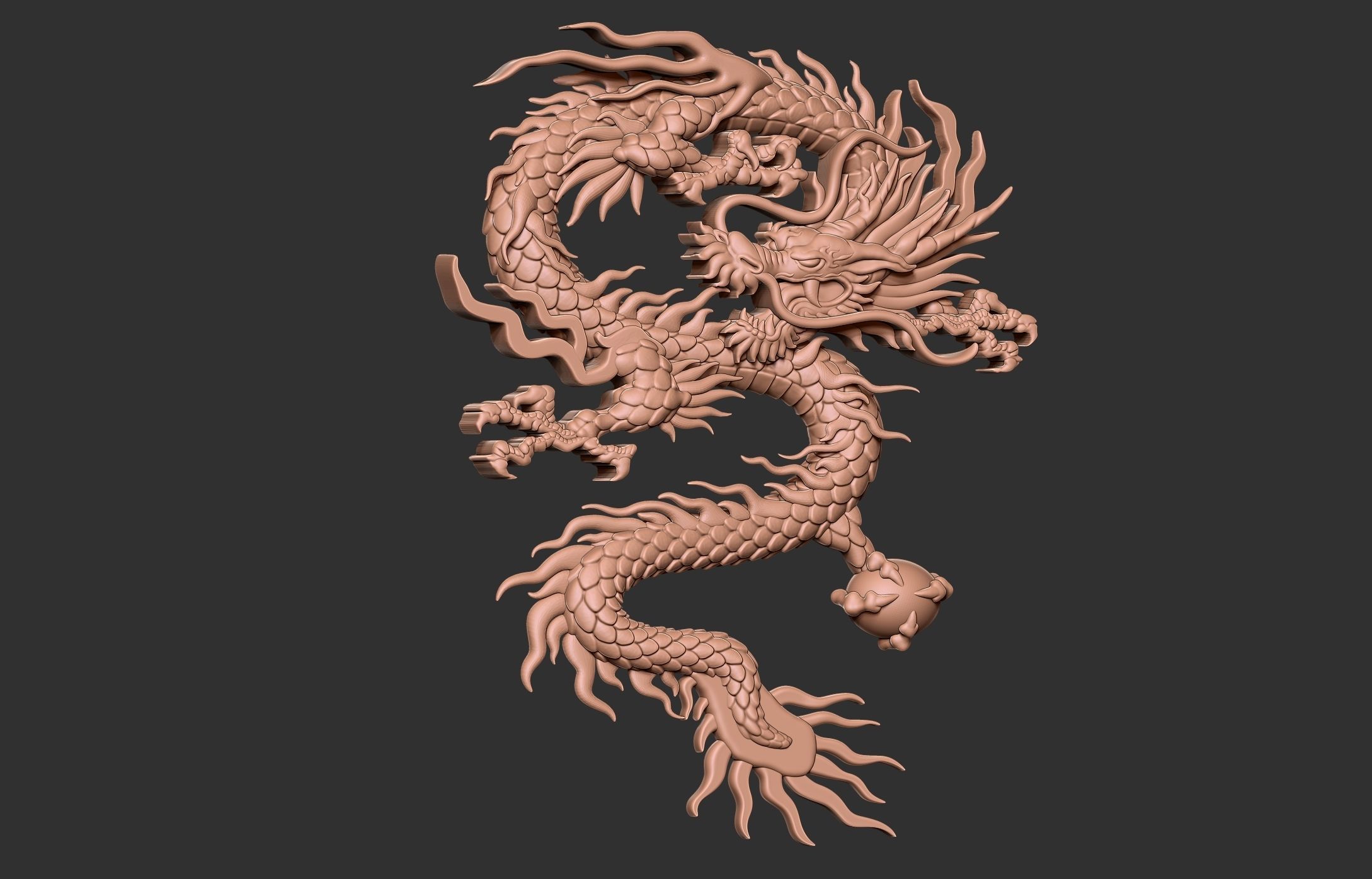 Chinese Dragon Relief 3D print model_7
