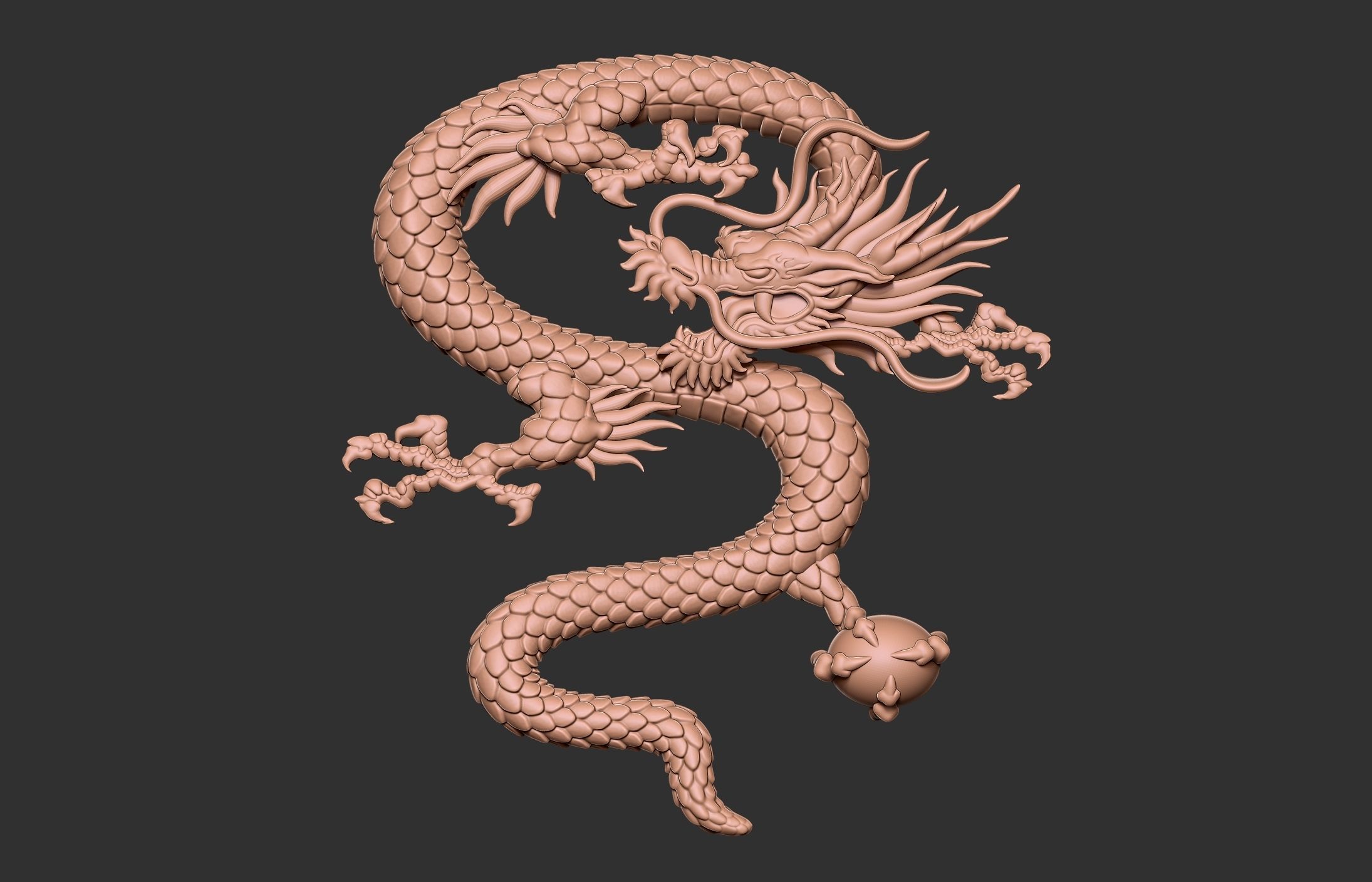 Chinese Dragon Relief 3D print model_3