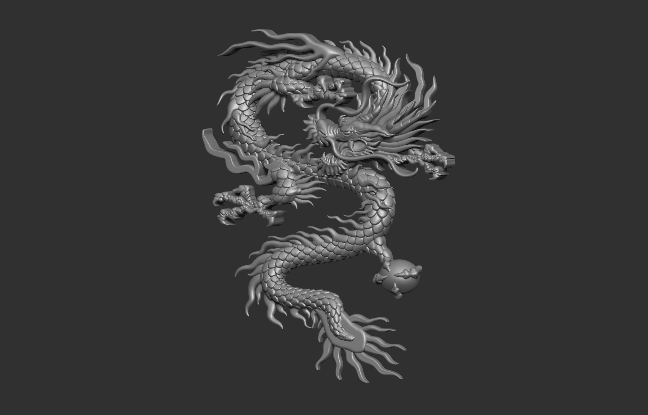 Chinese Dragon Relief 3D print model_14