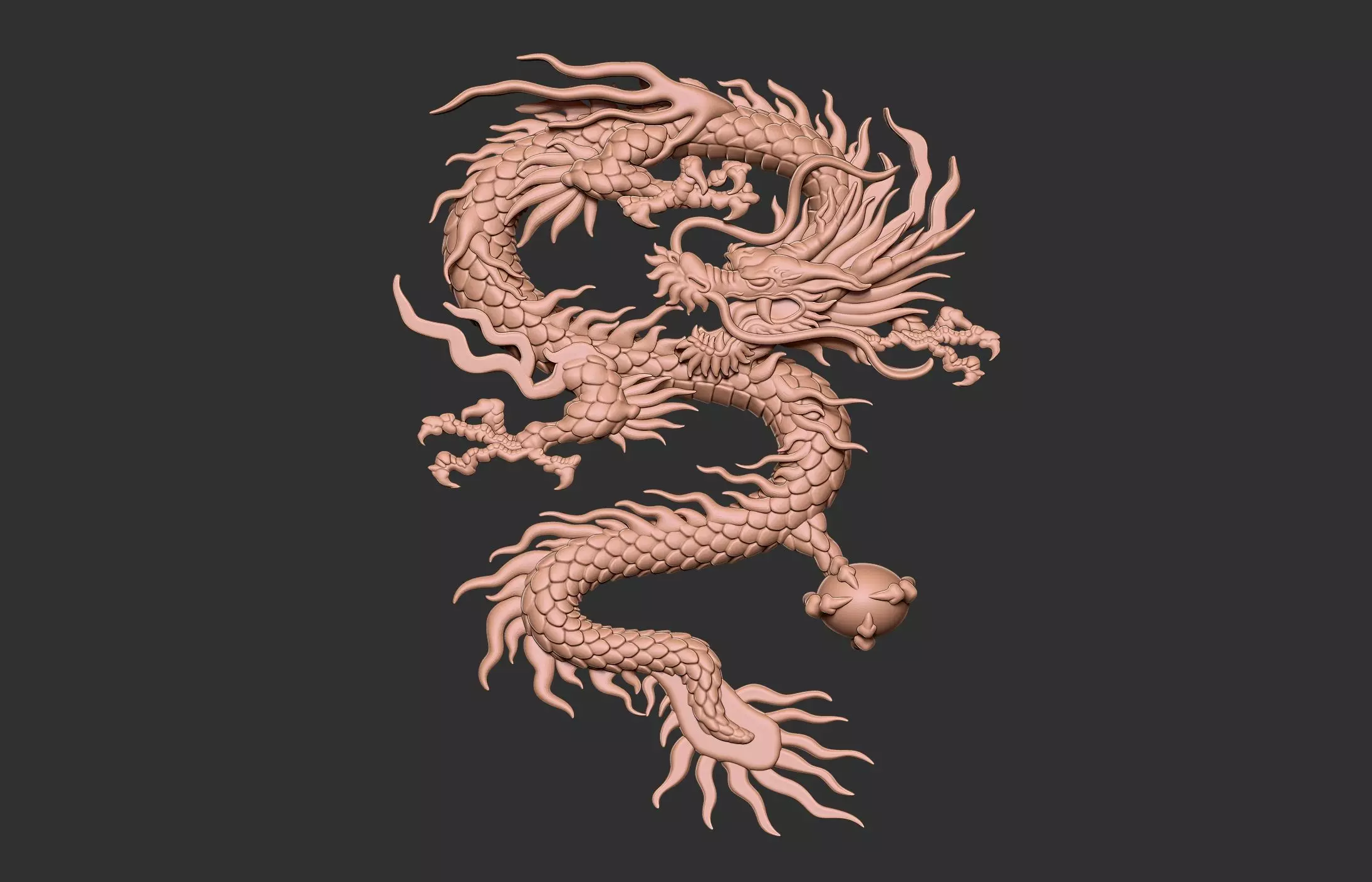 Chinese Dragon Relief 3D print model_0
