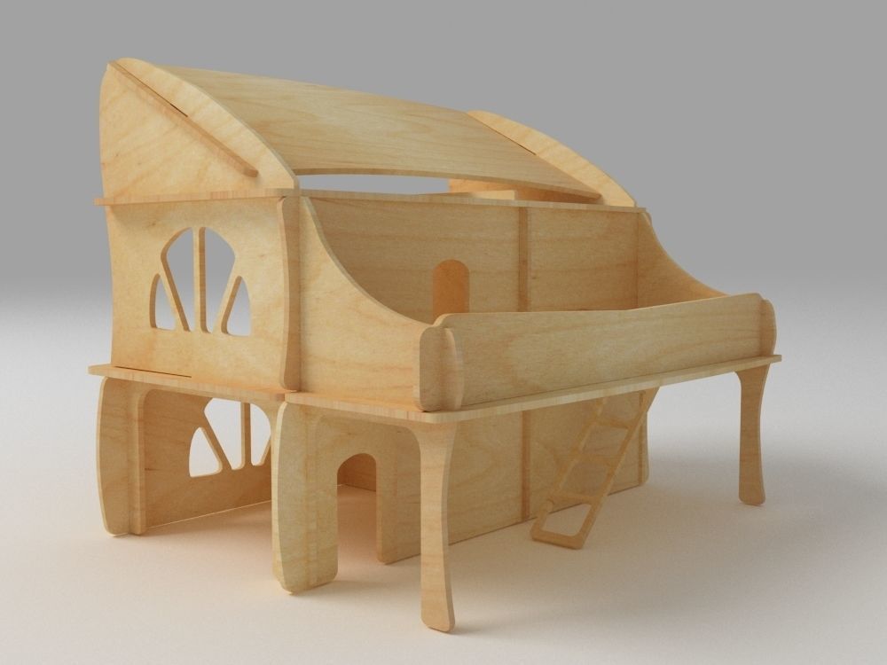 Plywood dollhouse 3D model_2