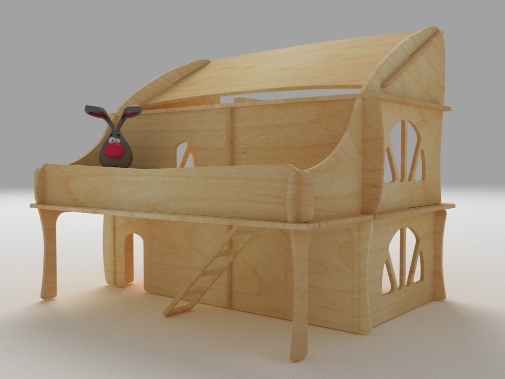 Plywood dollhouse 3D model_3