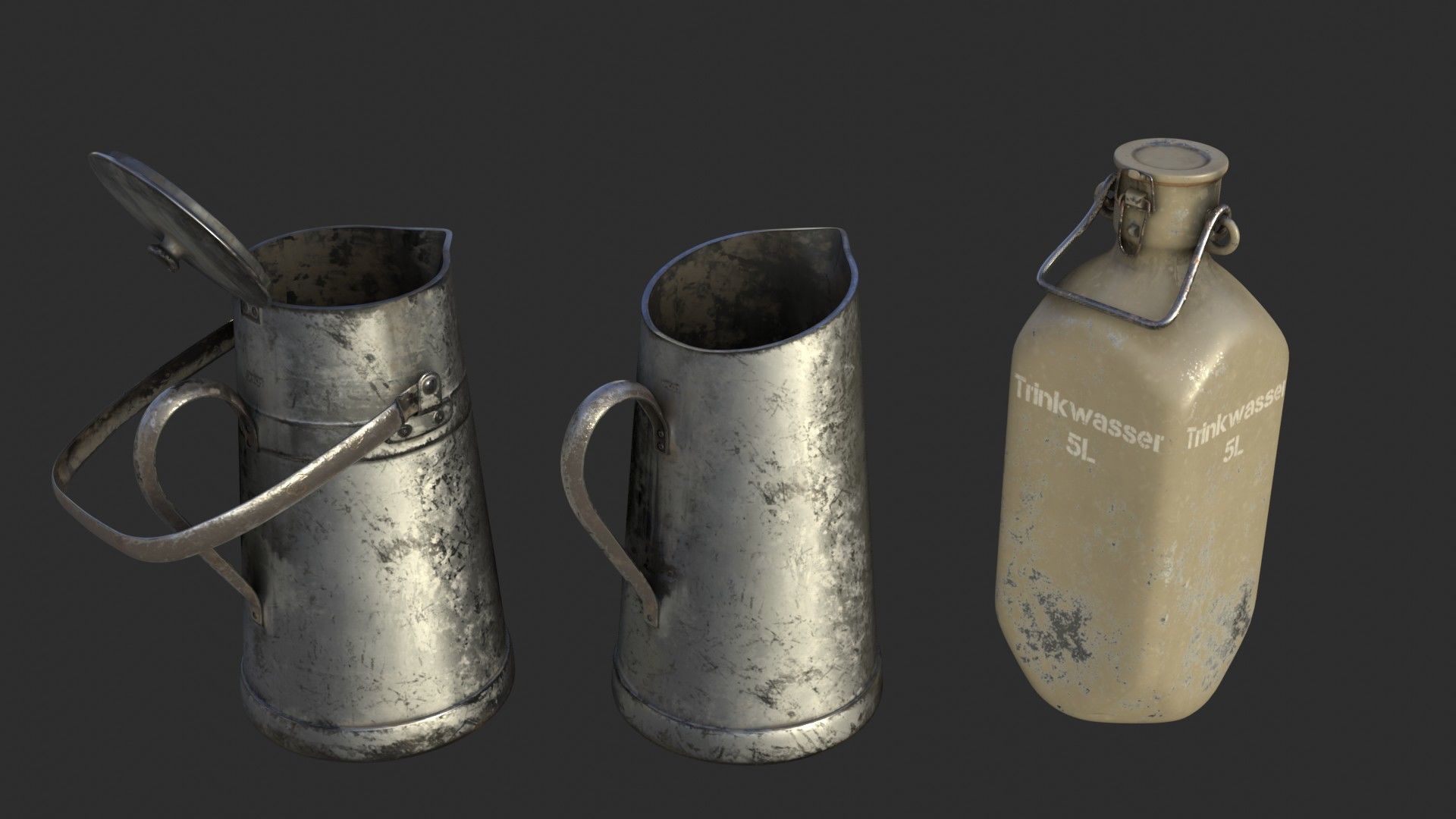 German Drink Containers WWII Low-poly 3D model_6
