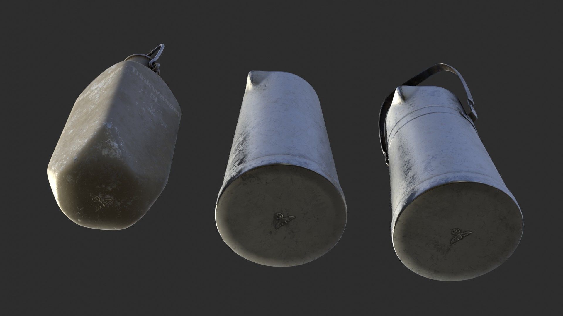 German Drink Containers WWII Low-poly 3D model_5