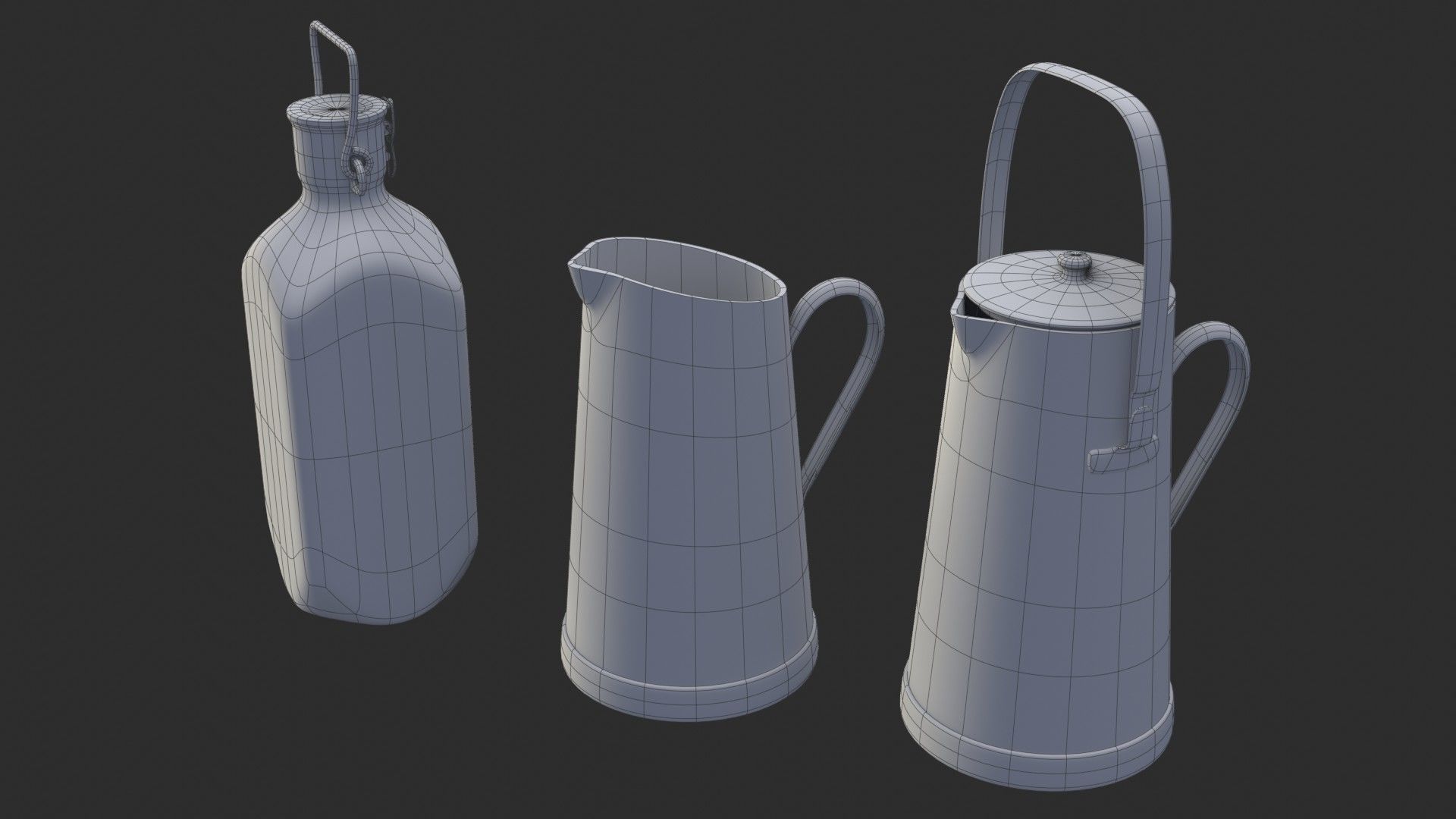 German Drink Containers WWII Low-poly 3D model_10