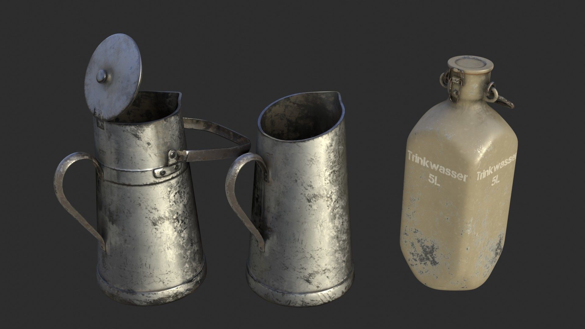 German Drink Containers WWII Low-poly 3D model_7