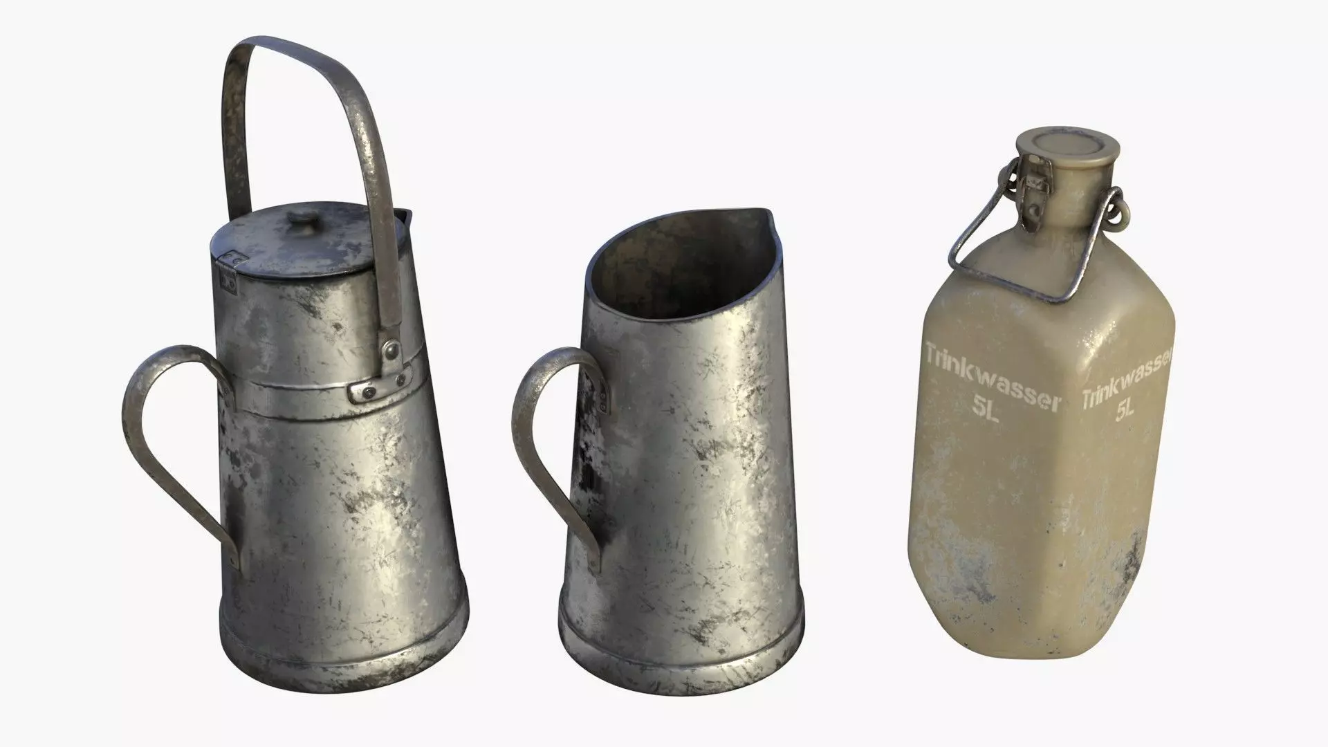 German Drink Containers WWII Low-poly 3D model_0