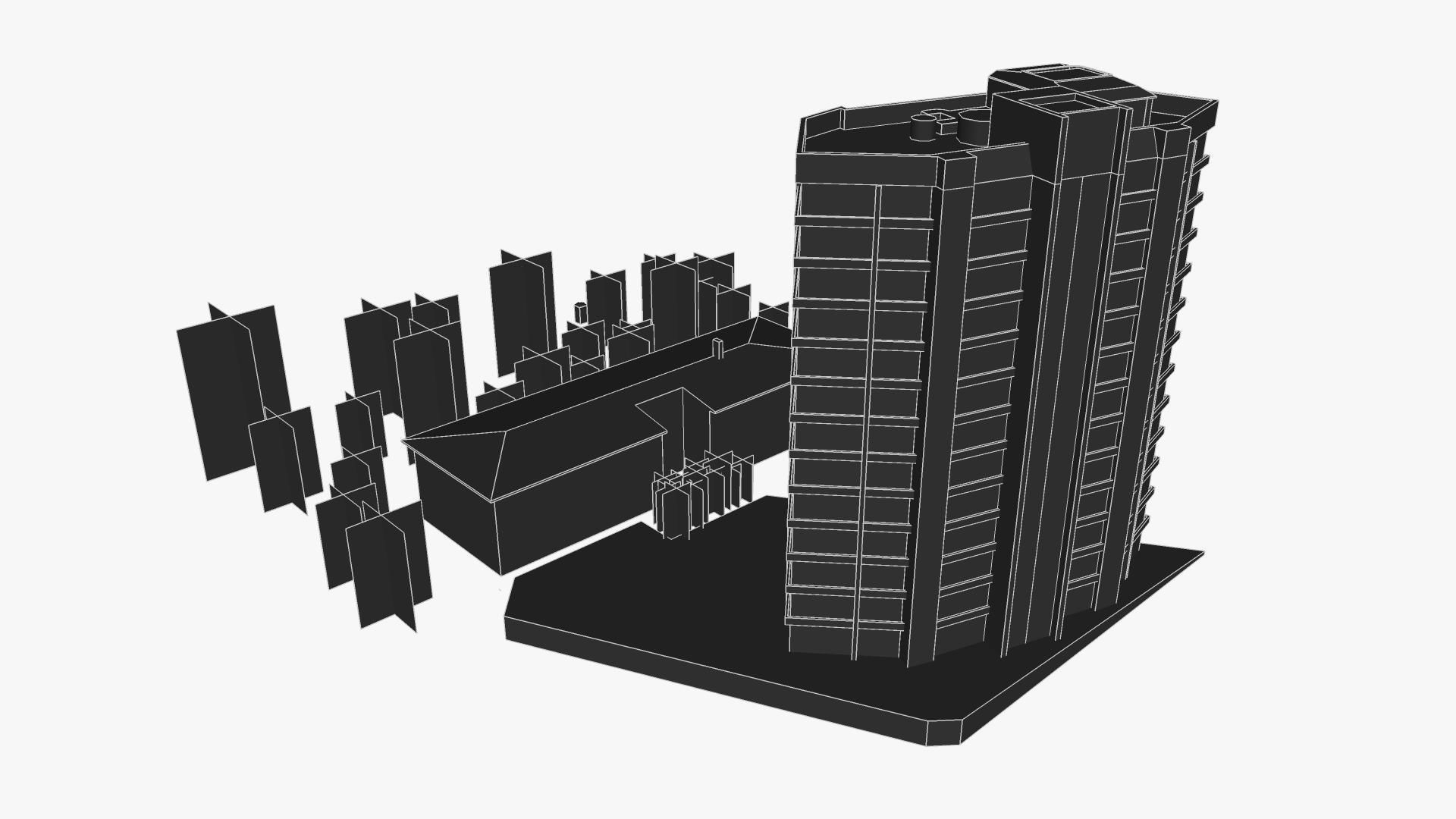 Ocean Park Towers Low-poly 3D model_4