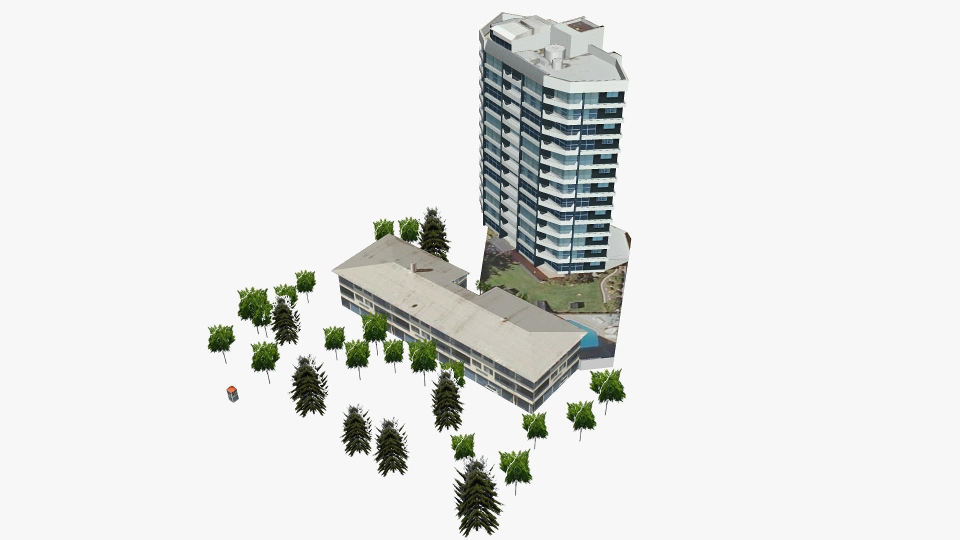 Ocean Park Towers Low-poly 3D model_3