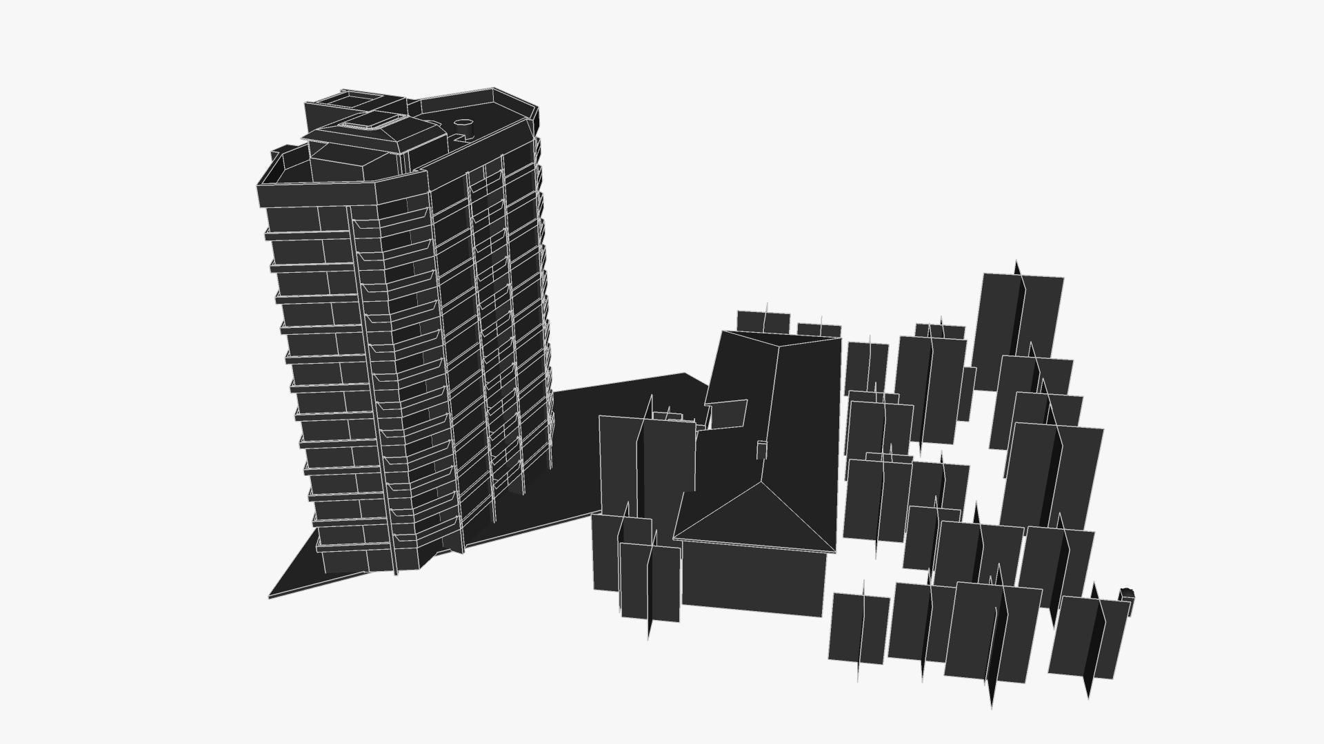 Ocean Park Towers Low-poly 3D model_6