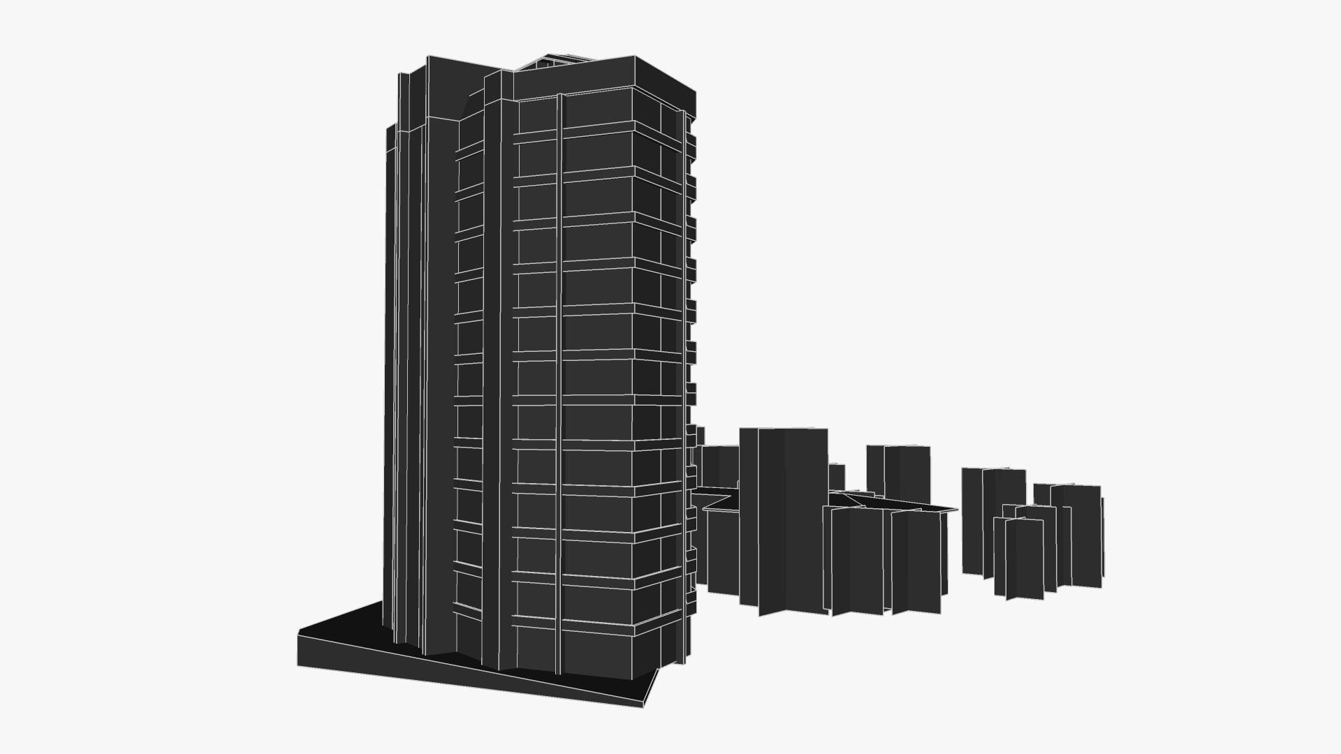 Ocean Park Towers Low-poly 3D model_5