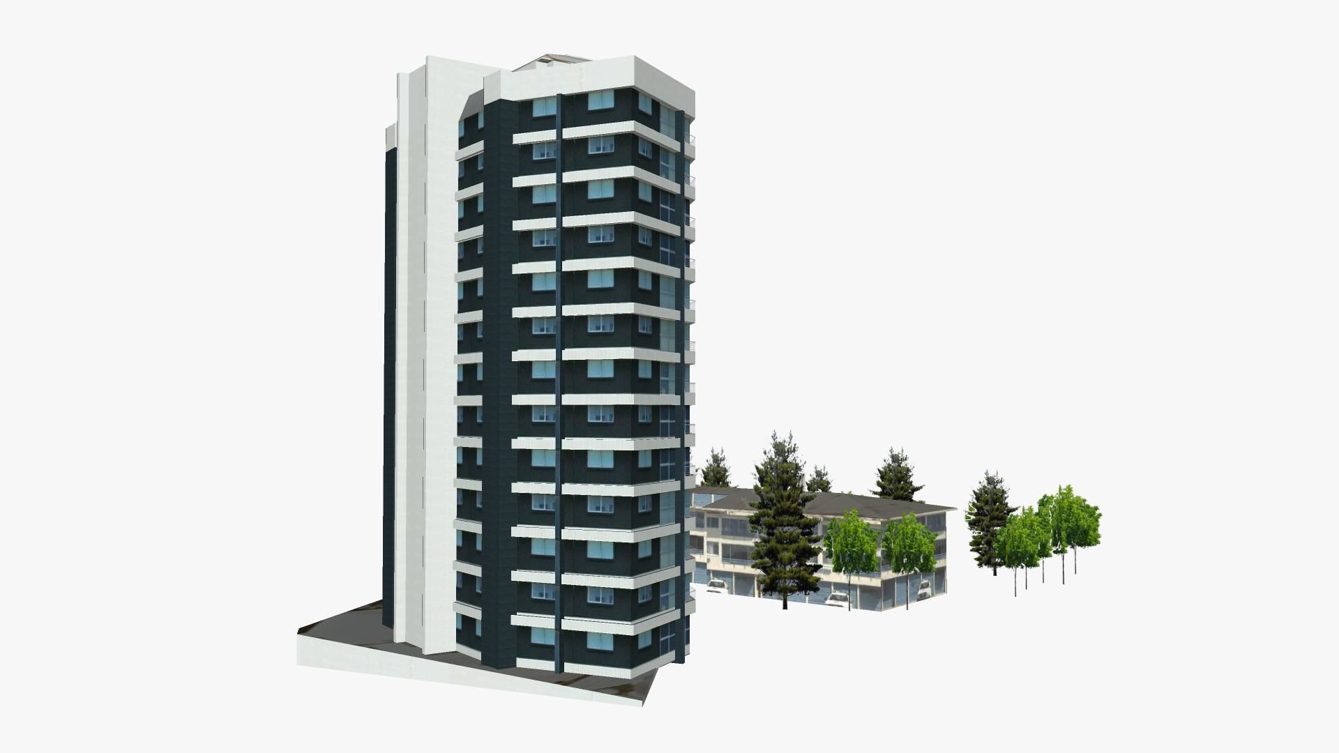 Ocean Park Towers Low-poly 3D model_1