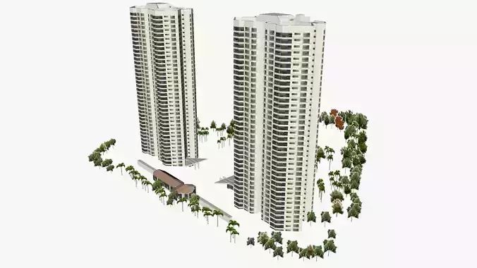 Atlantis Apartments Low-poly 3D model