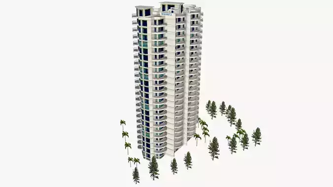 Biarritz tall building Low-poly 3D model