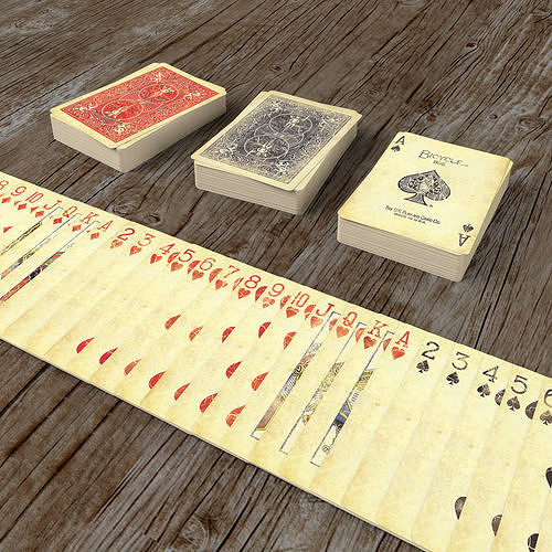 Playing Cards SERIES 1800 - Poker Card Set 3 - single textures  Low-poly 3D model