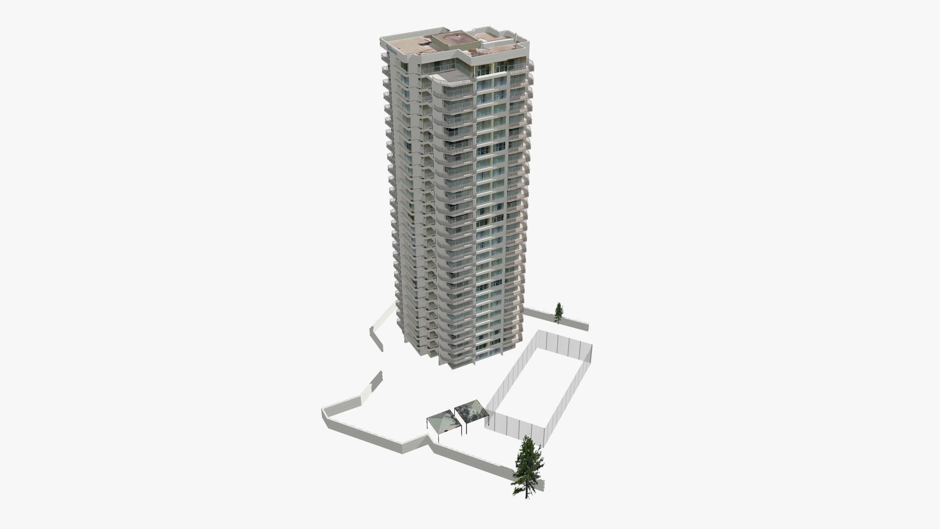 The Talisman tall building Low-poly 3D model_3