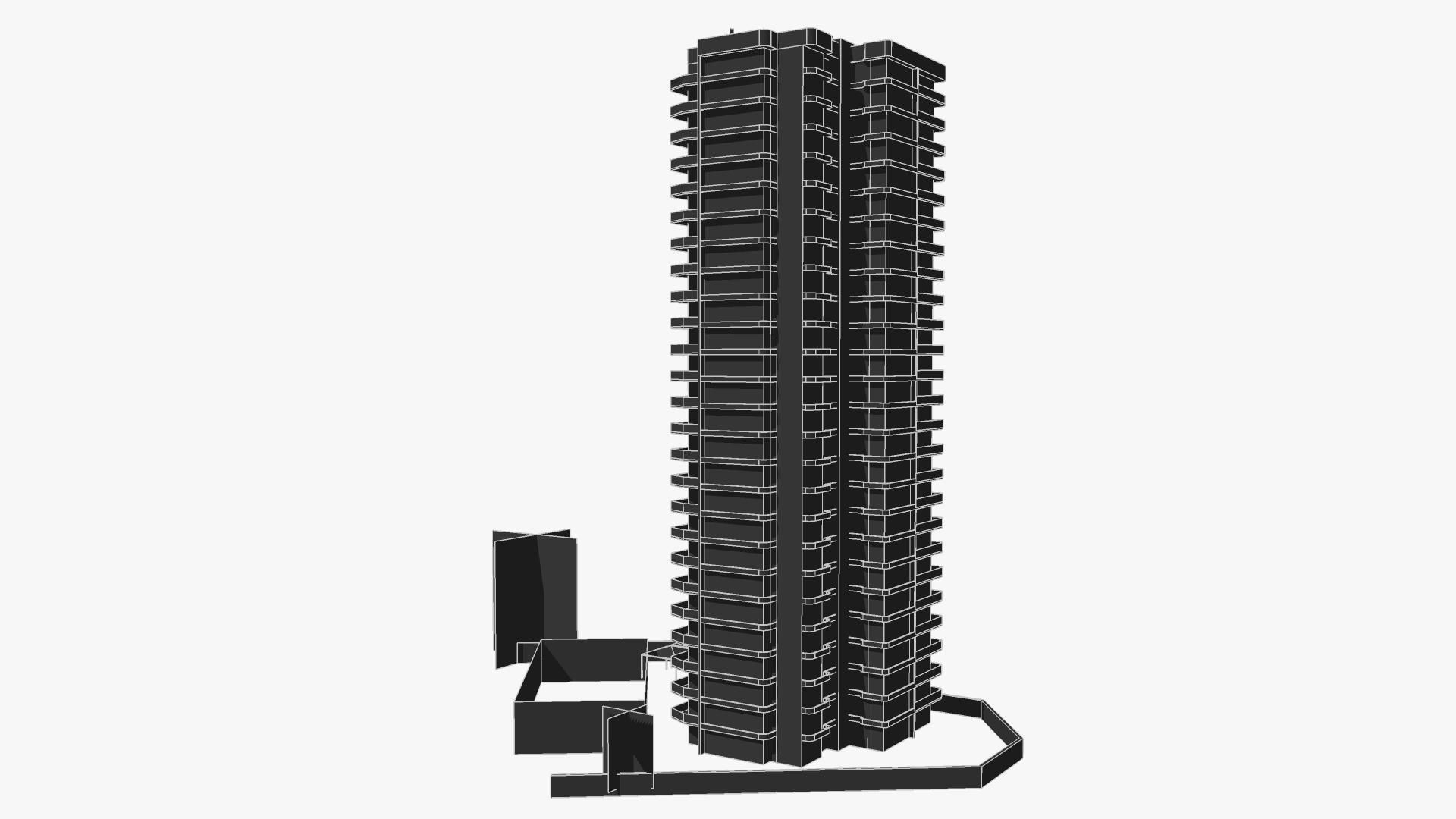 The Talisman tall building Low-poly 3D model_4