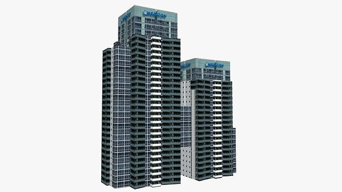 Pegasus two tall buildings Low-poly 3D model
